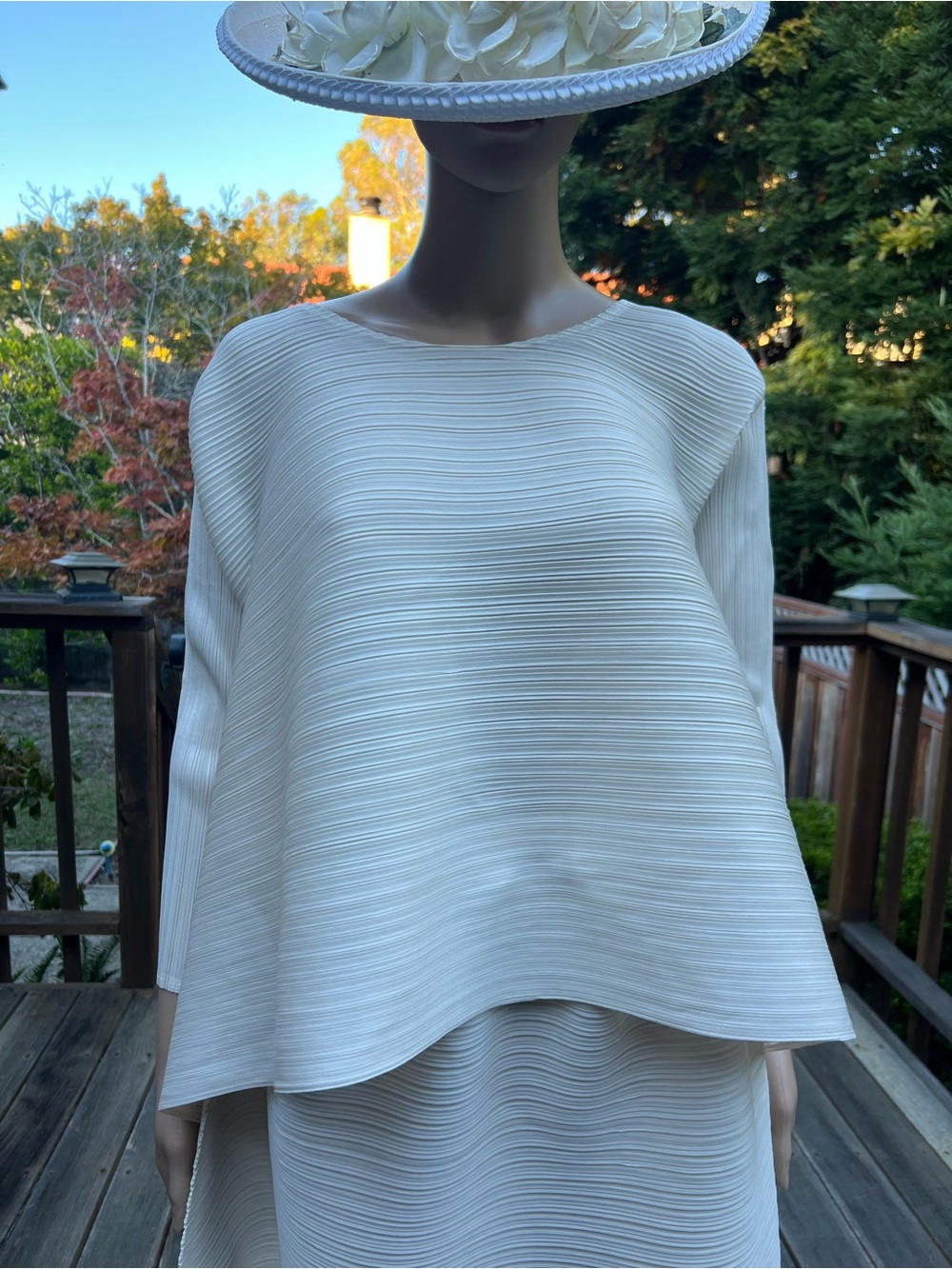 Off-White Pleated Peplum Top